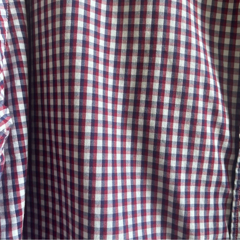J.Crew Mens XXL Gingham Button Down Shirt‎ Burgundy Navy Blue White Cotton